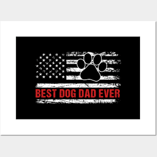 Best Dog Dad Ever American Flag HapFathers Day Puppy Posters and Art